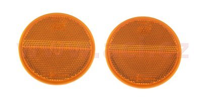 univerzální odrazka kulatá, plastový držák se šroubem M5, oranžová (průměr 78 mm) 2 ks