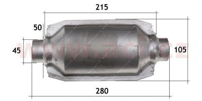 katalyzátor benzín, ker. vložka, s redukcí trubky 45-50 mm, benzín do 1600 ccm E1-E2 (kulatý) ASSO