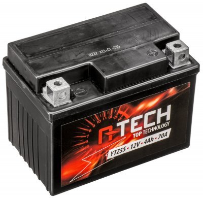 12V akkumulátor, YTX4L/YTZ5S, 4Ah, 70A, karbantartásmentes GEL technológia, 113x70x85, A-TECH (gyártáskor aktiválva)