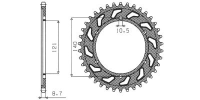 acél lánckerék másodlagos 530-as láncokhoz, SUNSTAR (45 fog)