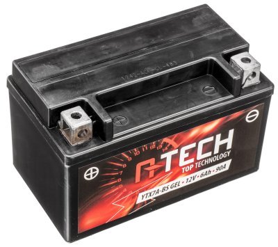 12V akkumulátor, YTX7A-BS GEL, 6Ah, 90A, karbantartásmentes GEL technológia 150x87x94, A-TECH (gyártáskor aktiválva)