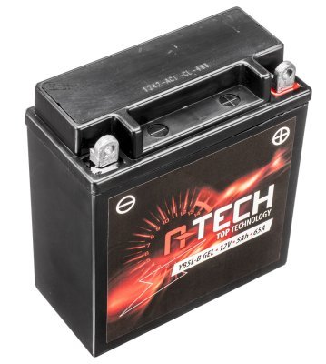 12V-os akkumulátor, YB5L-B GEL, 5Ah, 65A, karbantartásmentes GEL technológia 120x60x130, A-TECH (gyárilag aktiválva)