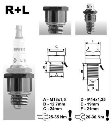 Redukce závitová - M18 / M14 (včetně podložky) , BRISK - Česká Republika