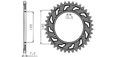acél lánckerék a 525-ös típájú másodlagos láncokhoz, SUNSTAR (44 fog)