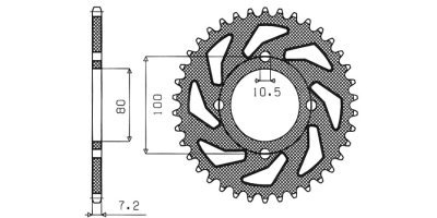acél lánckerék a 428-as típusú másodlagos láncokhoz, SUNSTAR (45 fog)