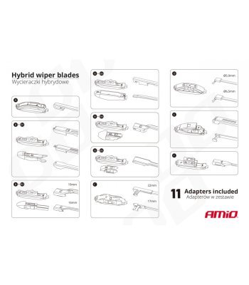 AMiO Hibrid törlő multiconnect 21" (530mm) 11 adapterrel