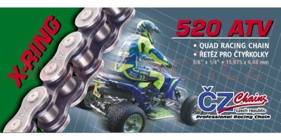 řetěz 520ATV, ČZ - ČR (barva černá, 86 článků vč. rozpojovací spojky CLIP)