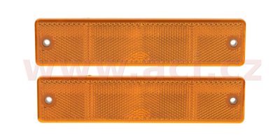 univerzální odrazka obdélník s dvěma otvory pro uchycení, oranžová (173x40 mm) 2 ks