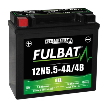 12V, 12N5.5-4A GEL akkumulátor, 12V, 5.5Ah, 55A, karbantartásmentes GEL technológia 135x60x130 FULBAT (gyárilag aktiválva)