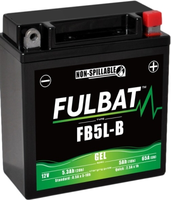 12V-os akkumulátor, FB5L-B GEL, 12V, 5Ah, 65A, karbantartásmentes GEL technológia 120x60x130 FULBAT (gyártás során aktiválva)