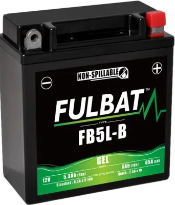 Batéria 12V, FB5L-B GEL, 12V, 5Ah, 65A, bez údržbová GEL technológia 120x60x130 FULBAT (aktivovaná vo výrobe)