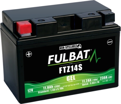 12V akkumulátor, FTZ14S GEL, 12V, 11,2Ah, 230A, karbantartás-mentes GEL technológia 150x88x110 FULBAT (gyárilag aktiválva)