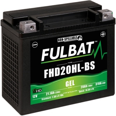 12V-os akkumulátor, FHD20HL-BS GEL (Harley.D), 20Ah, 310A, karbantartásmentes GEL technológia 175x87x155 FULBAT (gyárilag aktiválva)