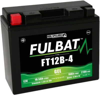 12V-os akkumulátor, FT12B-4 GEL, 12V, 10Ah, 210A, karbantartásmentes GEL technológia 150x69x130 FULBAT (gyártás során aktiválva)