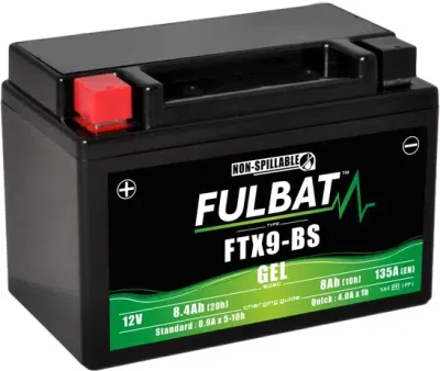 Batéria 12V, YTX9-BS GEL, 8,4Ah, 135A, bez údržbová GEL technológia 150x87x105, FULBAT (aktivovaná vo výrobe)