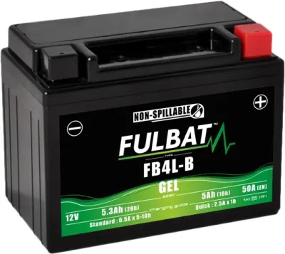 Batéria 12V, FB4L-B GEL, 12V, 5Ah, 50A, bez údržbová GEL technológia 120x70x92 FULBAT (aktivovaná vo výrobe)