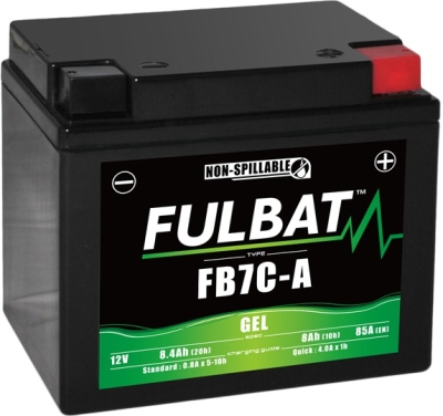 12V-os akkumulátor, FB7C-A GEL, 8Ah, 85A, karbantartás-mentes GEL technológia 129x89x114 FULBAT (gyárilag aktiválva)