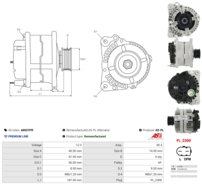 Generator AS-PL Remanufactured AS A0027PR