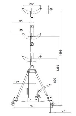 Hydraulický dvojpiestový zdvihák prevodoviek, kapacita 1000 kg