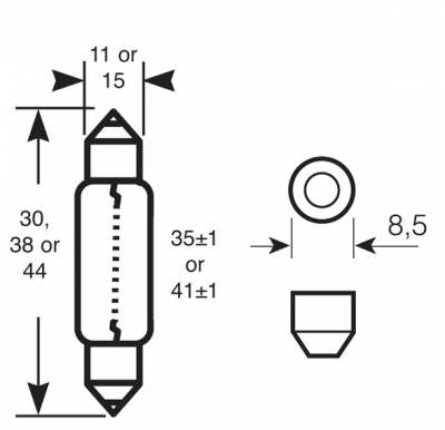 C10W Žiarovka 12V 10W 38mm sufid Ring C10W