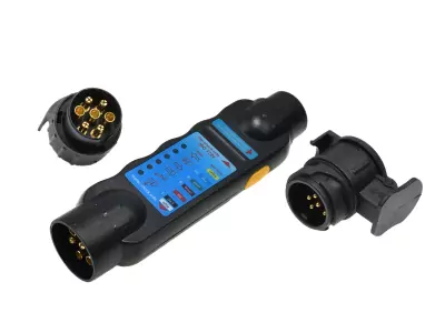 Tester zásuviek a zástrčiek prívesov 12V + adaptéry 13/7, 7/13