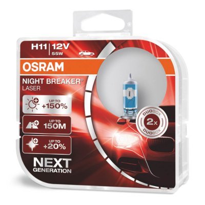 Halogénové žiarovky Osram H11 12V 55W PGJ19-2 NIGHT BREAKER LASER +150% 2ks
