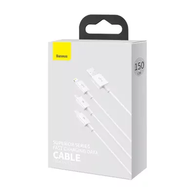 Kábel USB 3v1 Baseus Superior Series 3,5A, 1.2m biely