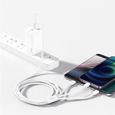 Kábel USB 3v1 Baseus Superior Series 3,5A, 1.2m biely