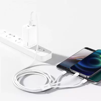 Kábel USB 3v1 Baseus Superior Series 3,5A, 1.2m biely