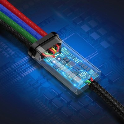 USB kábel Baseus Fast 4v1 Lightning / micro 3,5A 1,2 m čierny