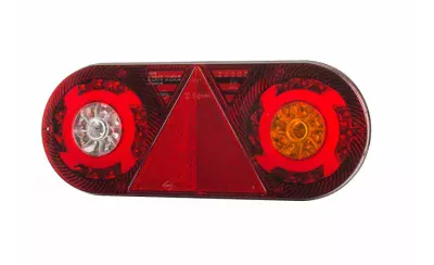 Svetlo zadné združené s trojuholníkovou odrazkou HOR 105, STELLA, LED 12/24 V, PRAVÉ (6-funkčné, okrúhly kábel 6x0,5 mm2, dĺžka 2 m )