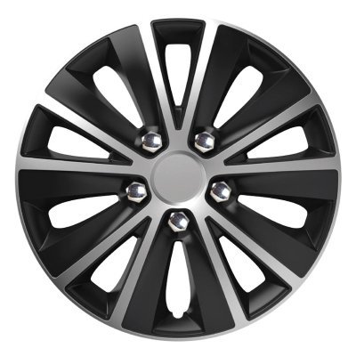 Puklica Rapide NC 14 "SILVER & BLACK (čierno- strieborná) s chromovými skrutkami