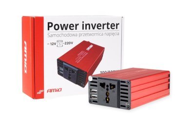 Menič napätia AMiO 12V/220V 300W/600W 2xUSB PI03