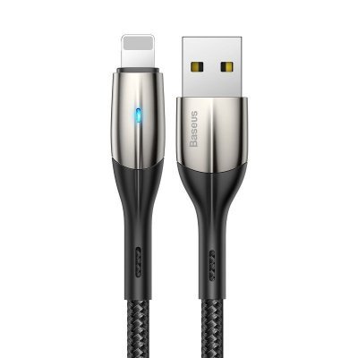 Kábel USB Lightning s LED diódov Baseus Horizontal, čierny 50 cm 2,4A