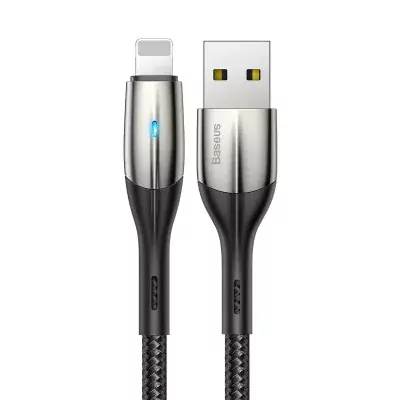 Kábel USB Lightning s LED diódov Baseus Horizontal, čierny 50 cm 2,4A