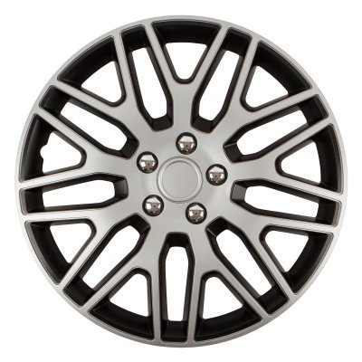 Puklica DAKAR NC 15" SILVER & BLACK (čierno- strieborná) s chrómovými skrutkami