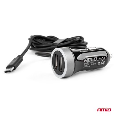 Nabíjačka do auta 12/24V Micro C + 2x USB 2.4A PCH PRO-3