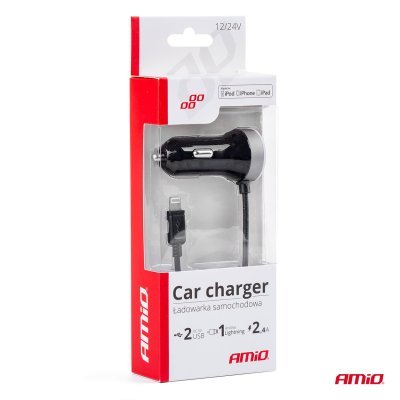 Nabíjačka do auta 12/24V iOS + 2x USB 2.4A PCH PRO-02