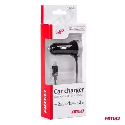 Nabíjačka do auta 12/24V iOS + 2x USB 2.4A PCH PRO-02