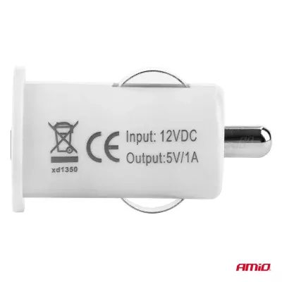 Autonabíjačka mobilného telefónu s 1xUSB biela PCH-02