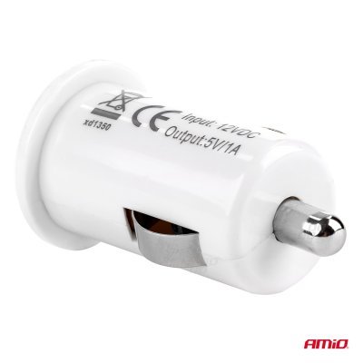 Autonabíjačka mobilného telefónu s 1xUSB biela PCH-02