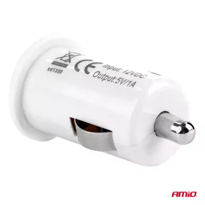 Autonabíjačka mobilného telefónu s 1xUSB biela PCH-02
