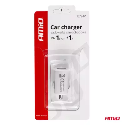Autonabíjačka mobilného telefónu s 1xUSB biela PCH-02