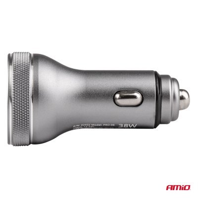 USB nabíjačka s voltmetrom 38W PCH PRO-06 USB+USB-C 12/24V