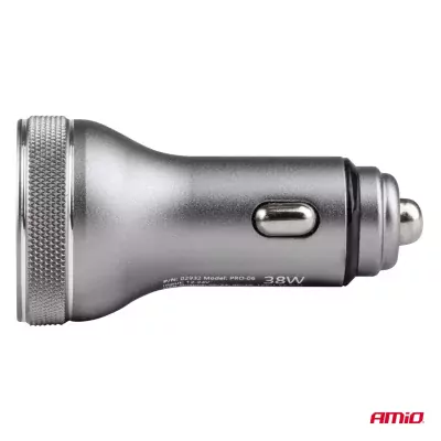 USB nabíjačka s voltmetrom 38W PCH PRO-06 USB+USB-C 12/24V