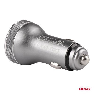 USB nabíjačka s voltmetrom 38W PCH PRO-06 USB+USB-C 12/24V