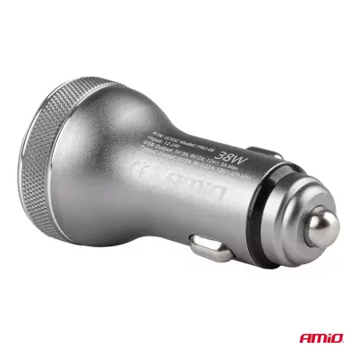 USB nabíjačka s voltmetrom 38W PCH PRO-06 USB+USB-C 12/24V