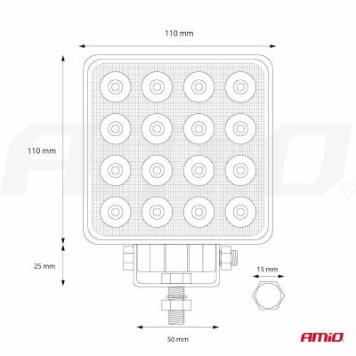 Pracovné LED svetlo 16x LED AWL05 EMC 108x108 48W FLAT 9-60V