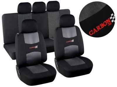 COMPASS Poťahy sedadiel sada 9ks CARBON DARK čierne AIRBAG