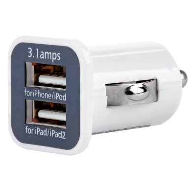 Autonabíjačka mobilného telefónu s 2xUSB biela PCH-01